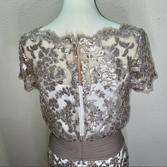 NWOT Tadashi Shoji Blouson Waist Lace Dress Size 8 - Picture 6 of 10